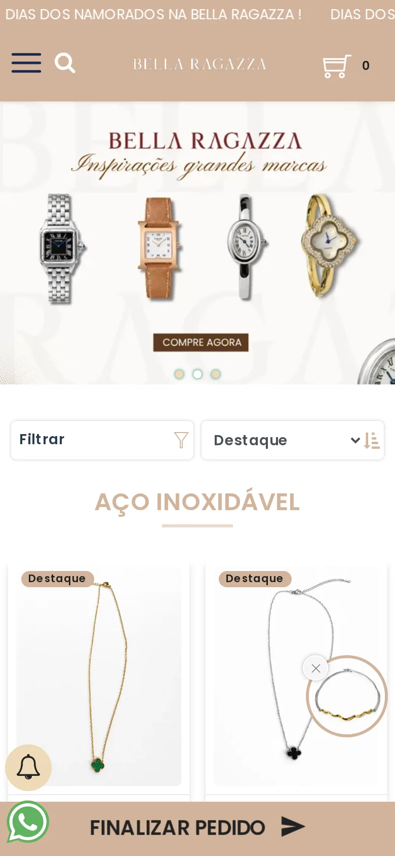 Página de coleção de produtos no mobile