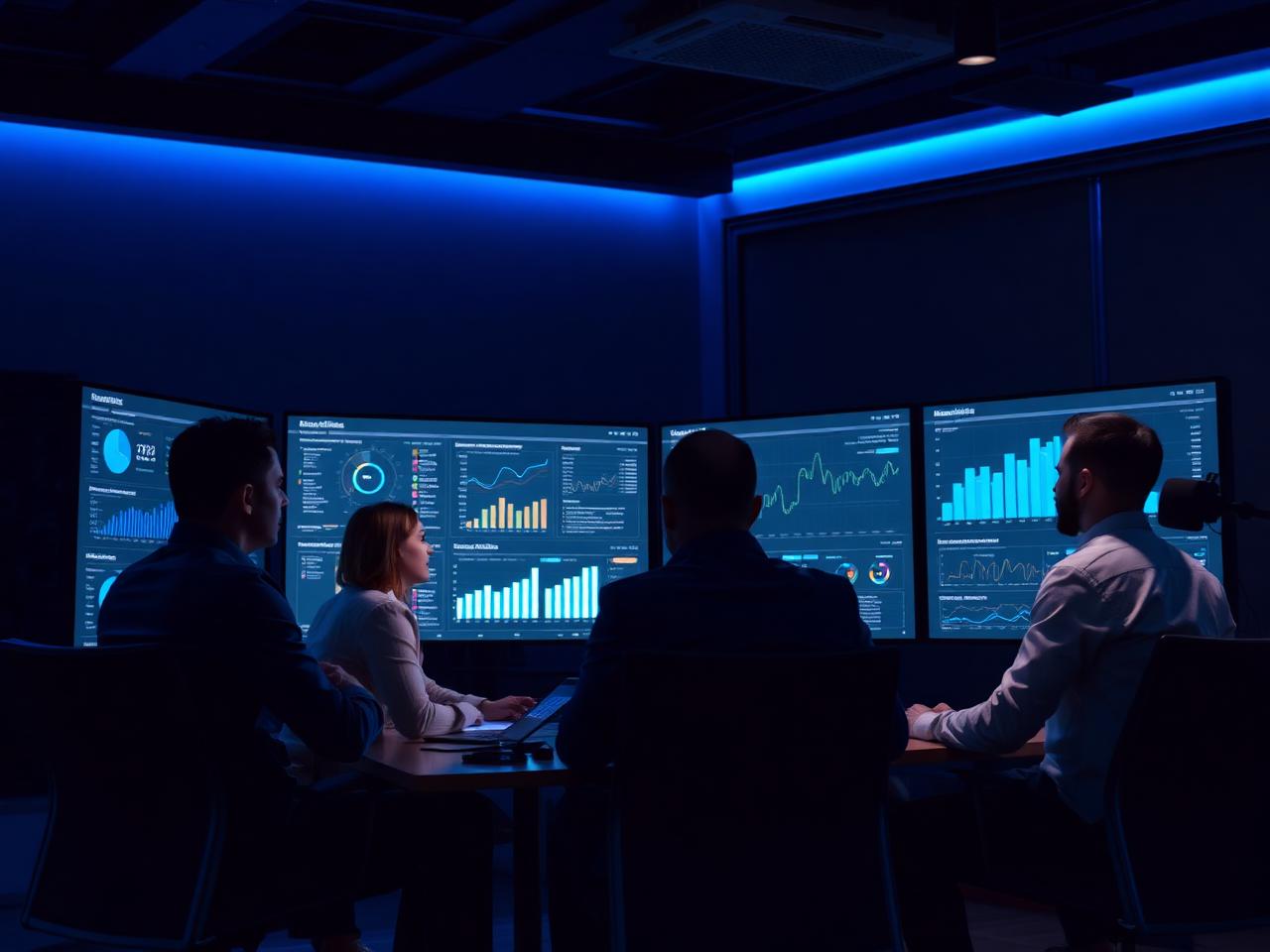 Equipe de consultoria analisando indicadores de crescimento