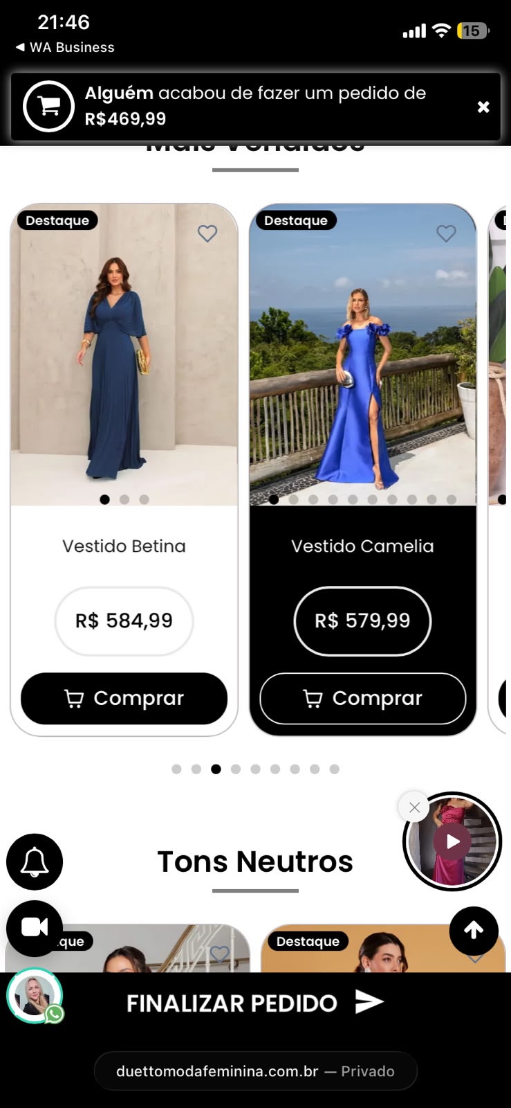Print 2 da loja de vestuário no mobile